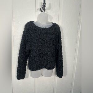 NEK Women’s Black Fuzzy Knit Chunky Pullover Sweater Size Large EUC